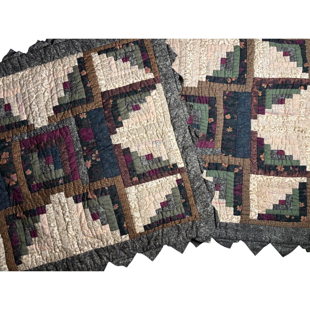 Donna Sharp Log Cabin Quilted Pillow Shams Set of 2 Prairie Point Country Rustic